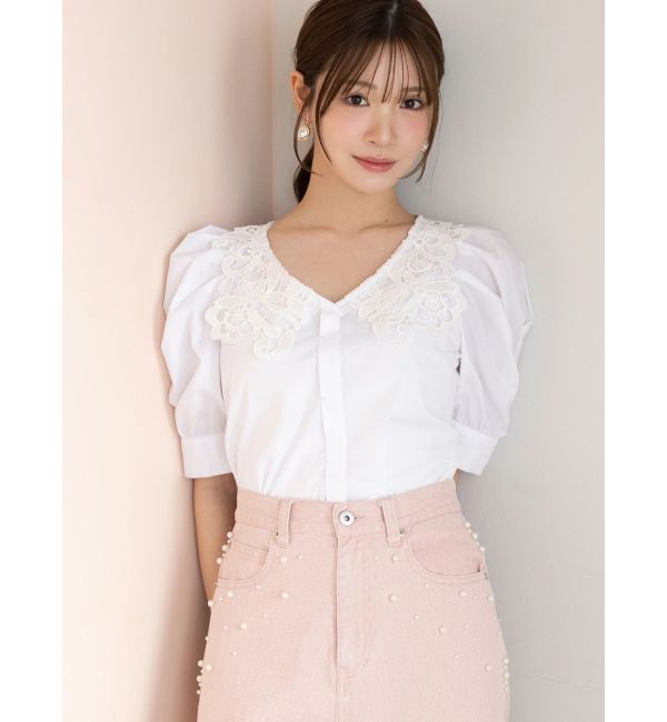 MERCURYDUO「レース衿パワショルブラウス」|シャツ・ブラウス|
