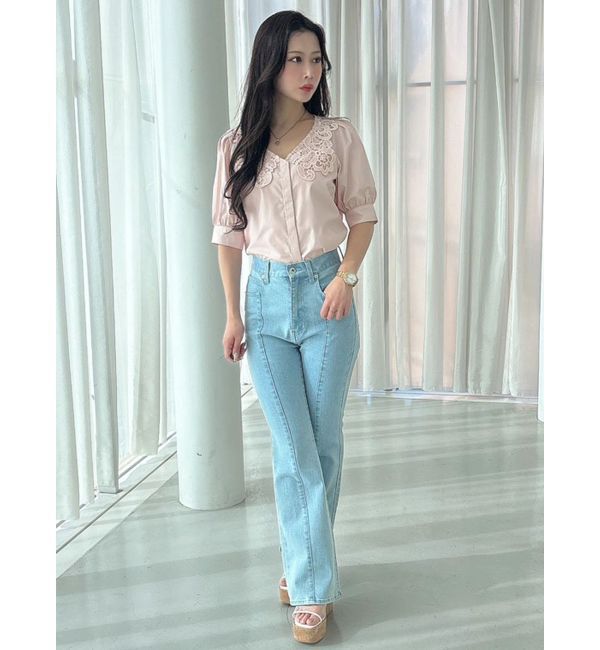 MERCURYDUO「レース衿パワショルブラウス」|シャツ・ブラウス|