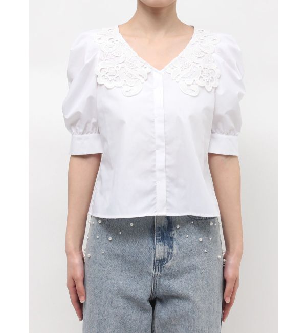 MERCURYDUO「レース衿パワショルブラウス」|シャツ・ブラウス|