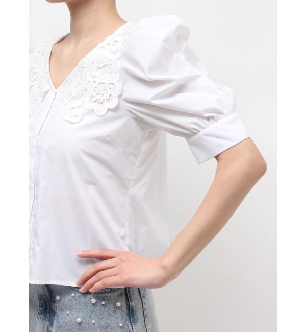 MERCURYDUO「レース衿パワショルブラウス」|シャツ・ブラウス|