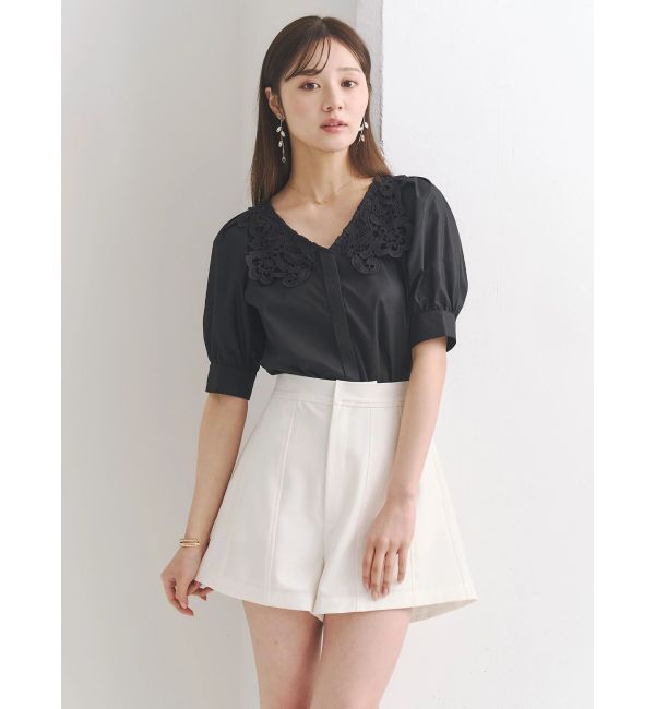 MERCURYDUO「レース衿パワショルブラウス」|シャツ・ブラウス|