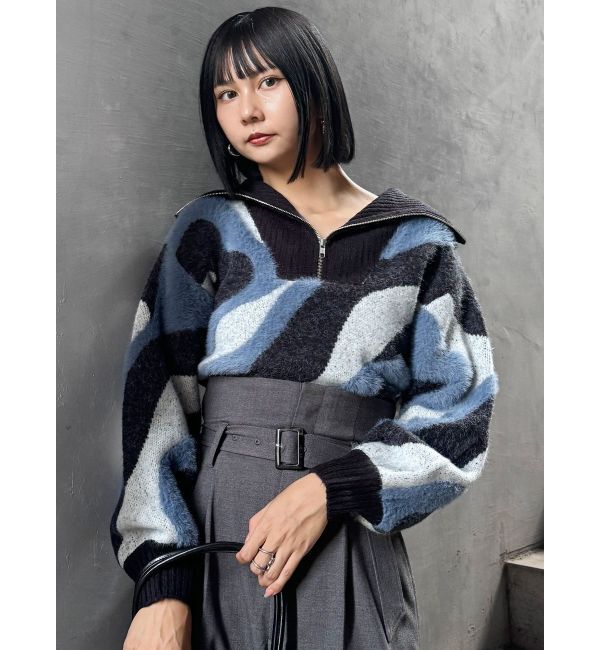 MURUA「ハーフジップフェザーニット」|ニット・セーター|