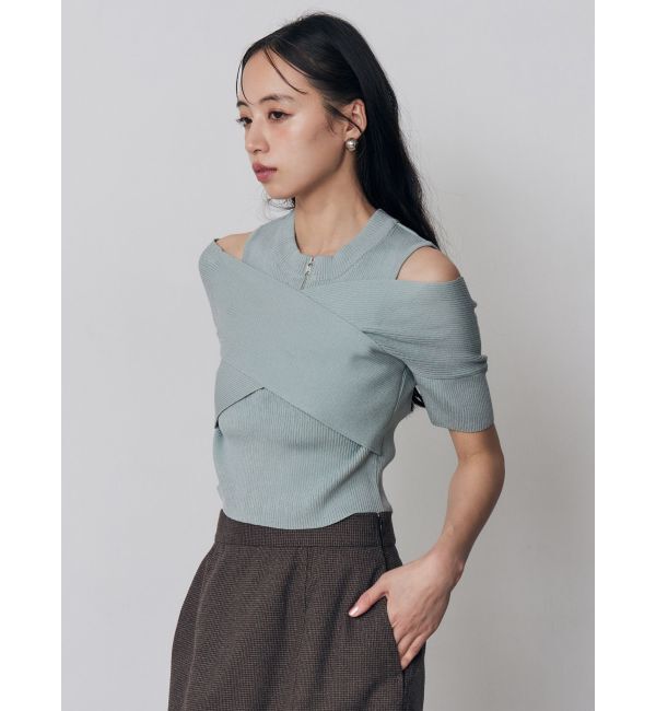 MURUA「ZIPカシュクールハーフニット」|ニット・セーター|