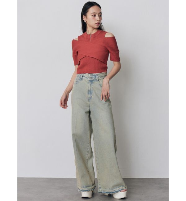 MURUA「ZIPカシュクールハーフニット」|ニット・セーター|