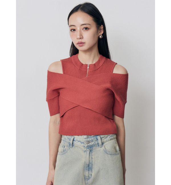 MURUA「ZIPカシュクールハーフニット」|ニット・セーター|