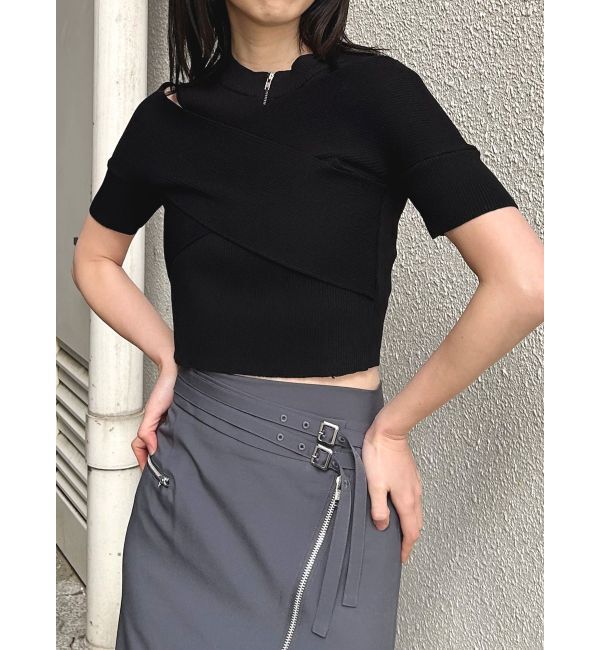 MURUA「ZIPカシュクールハーフニット」|ニット・セーター|