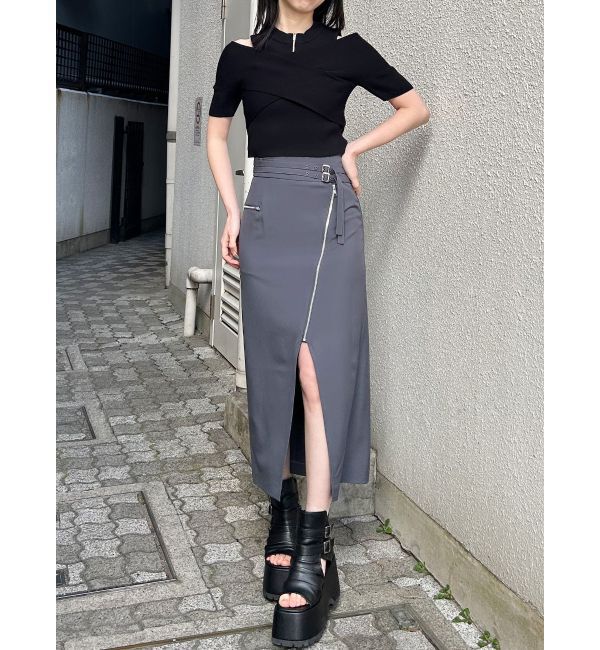 MURUA「ZIPカシュクールハーフニット」|ニット・セーター|