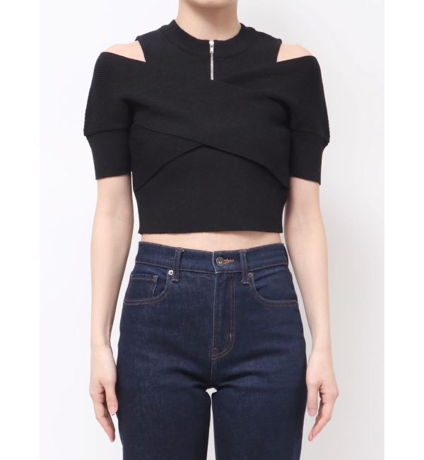 MURUA「ZIPカシュクールハーフニット」|ニット・セーター|