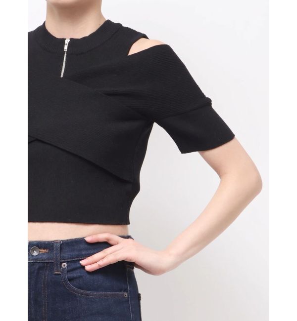 MURUA「ZIPカシュクールハーフニット」|ニット・セーター|