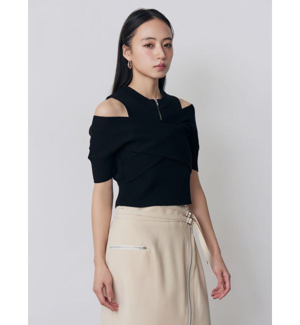 MURUA「ZIPカシュクールハーフニット」|ニット・セーター|