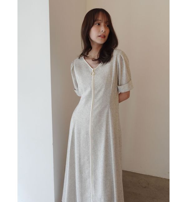 LAGUNAMOON「フロントジップVネックフレアワンピース」|ワンピース|