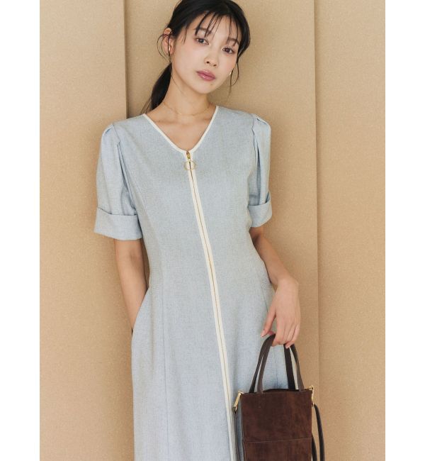 LAGUNAMOON「フロントジップVネックフレアワンピース」|ワンピース|