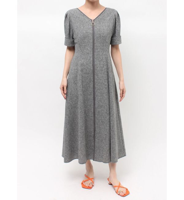 LAGUNAMOON「フロントジップVネックフレアワンピース」|ワンピース|