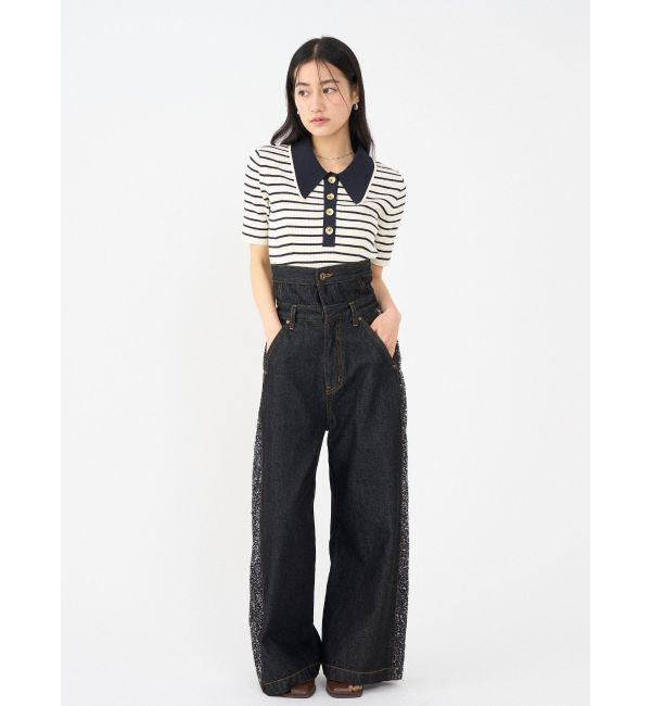 LAGUNAMOON「カラーネックラインニットプルオーバー」|ニット・セーター|