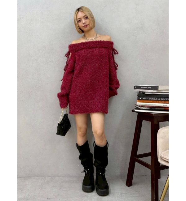 EVRIS「リボンオフショルニットワンピース」|ワンピース|