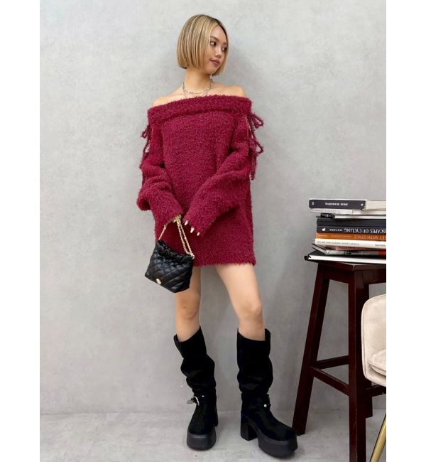 EVRIS「リボンオフショルニットワンピース」|ワンピース|