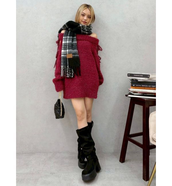 EVRIS「リボンオフショルニットワンピース」|ワンピース|