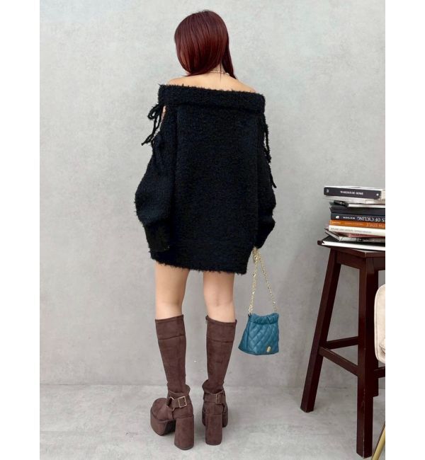 EVRIS「リボンオフショルニットワンピース」|ワンピース|