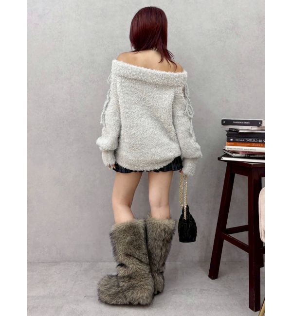 EVRIS「リボンオフショルニットワンピース」|ワンピース|