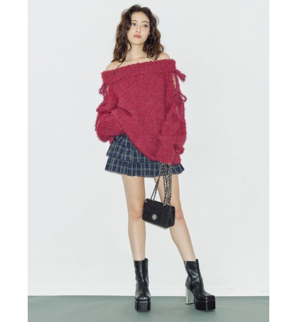 EVRIS「リボンオフショルニットワンピース」|ワンピース|