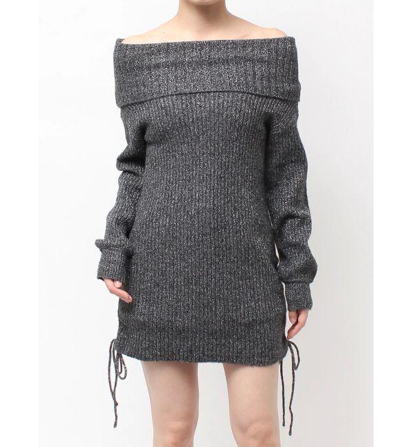 GYDA「2WAYオフショルラメニットチュニック」|チュニック|ブラック