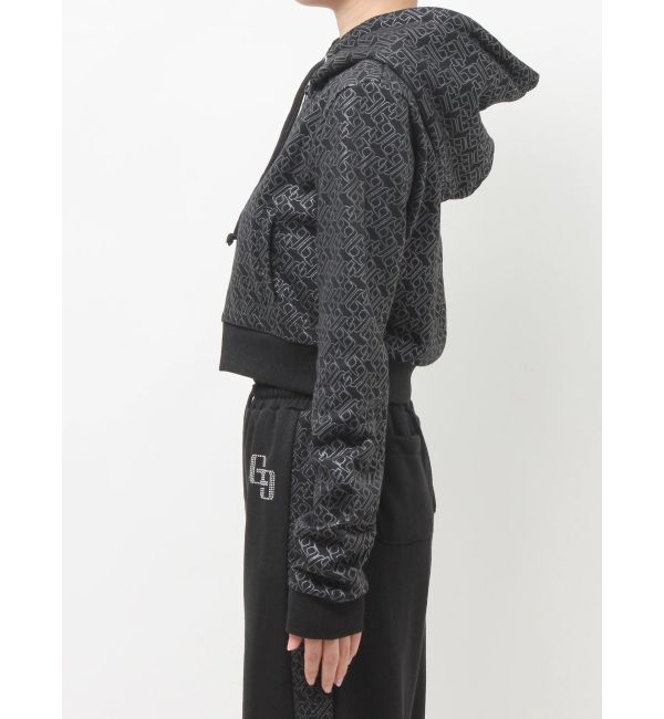 GYDA「GG chain glitter print shortパーカー」|パーカー|