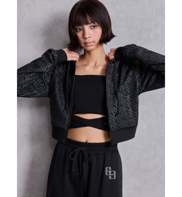 GYDA「GG chain glitter print shortパーカー」|パーカー|