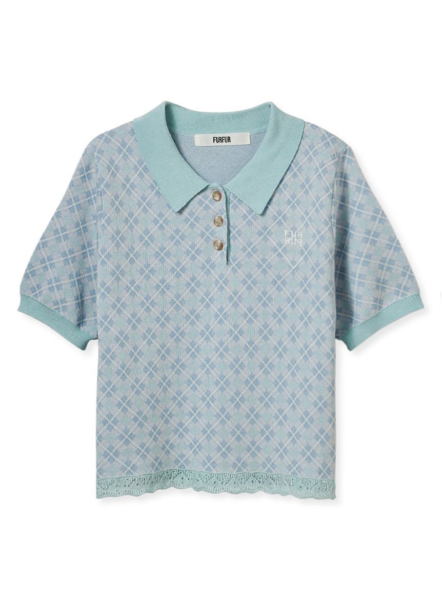 FURFUR「チェックジャガードニットポロ」|ニット・セーター|BLU