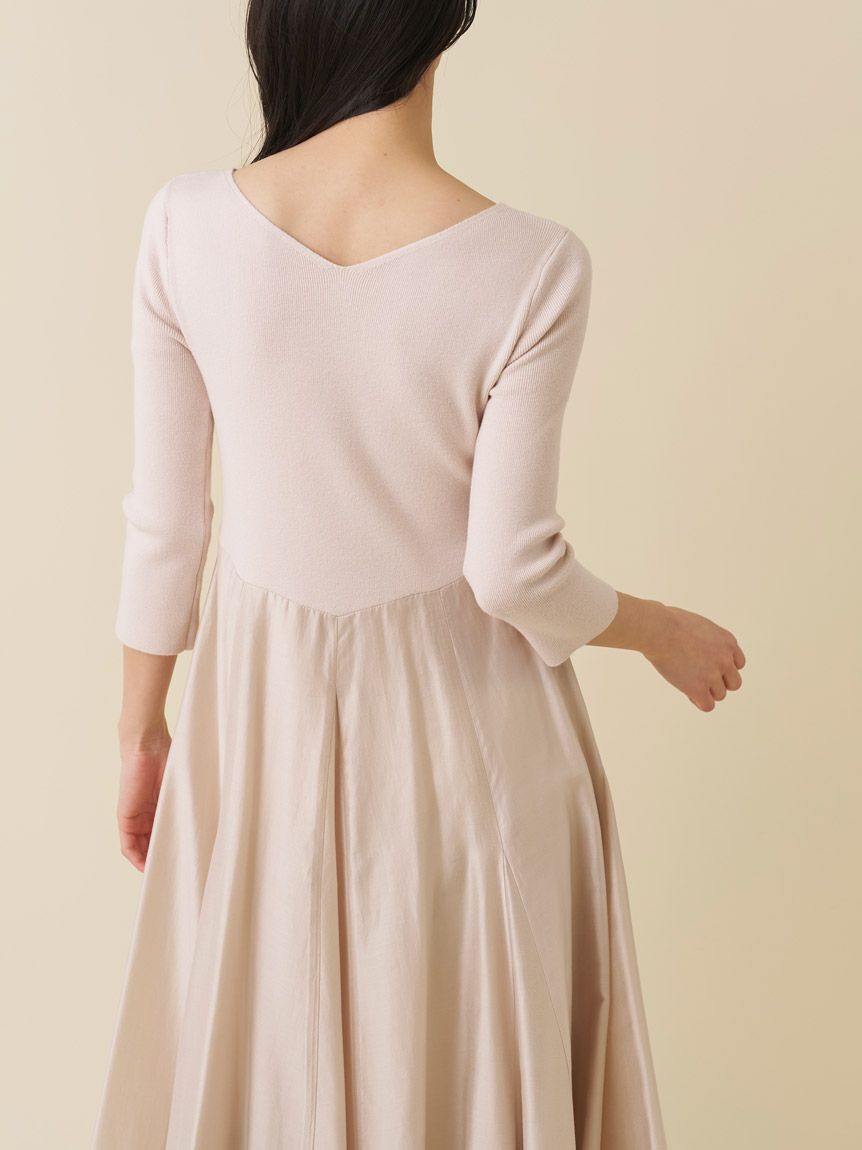 SNIDEL「ハートネックシアーフレアコンビワンピース」|ワンピース|