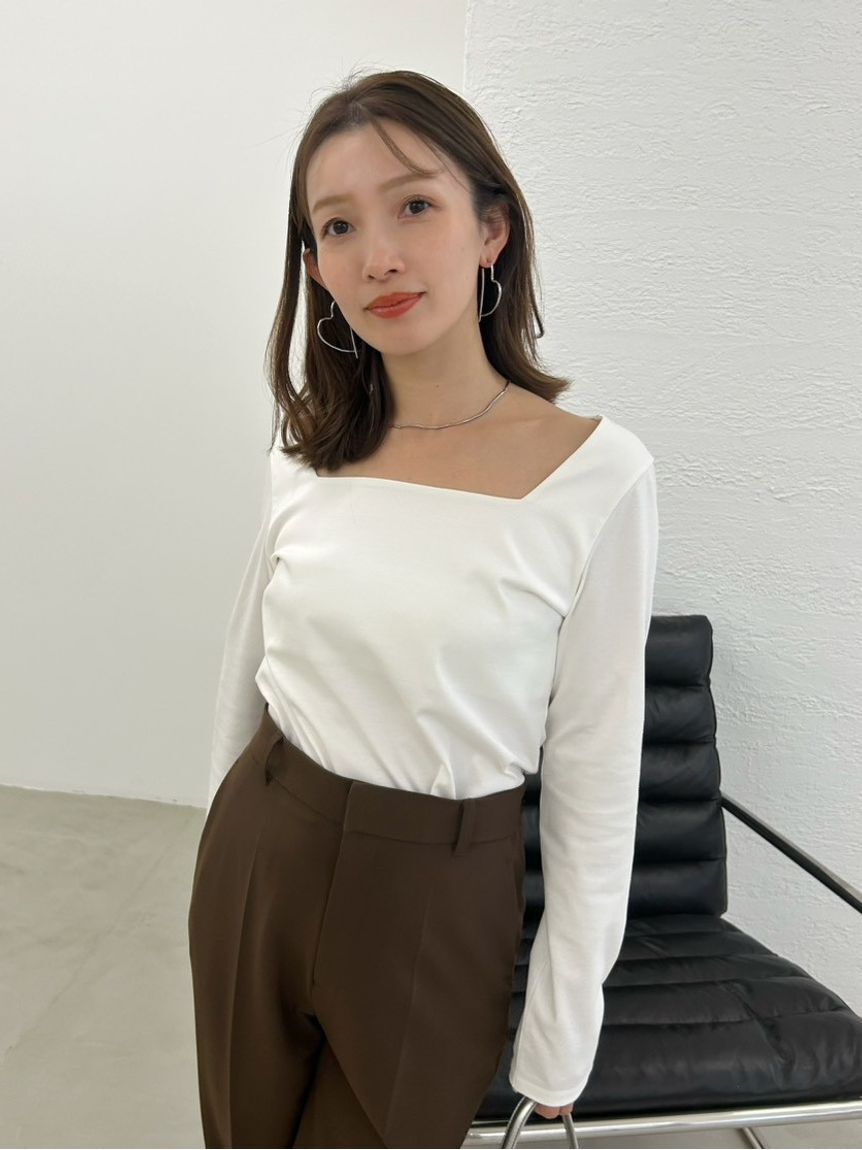 FRAY I.D「スクエアネックTシャツ／接触冷感」|Tシャツ・カットソー|WHT