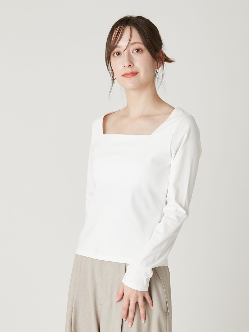 FRAY I.D「スクエアネックTシャツ／接触冷感」|Tシャツ・カットソー|