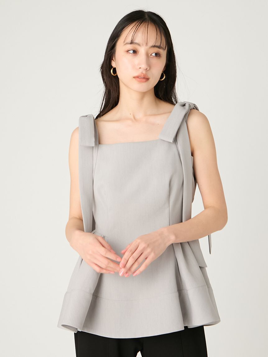 FRAY I.D「【WEB限定】リボンペプラムトップス／ウォッシャブル」|シャツ・ブラウス|
