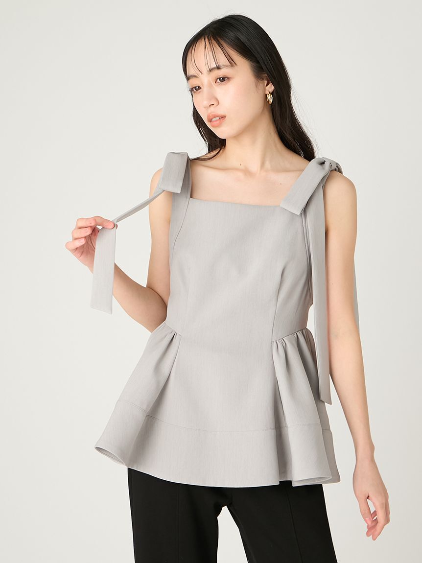 FRAY I.D「【WEB限定】リボンペプラムトップス／ウォッシャブル」|シャツ・ブラウス|