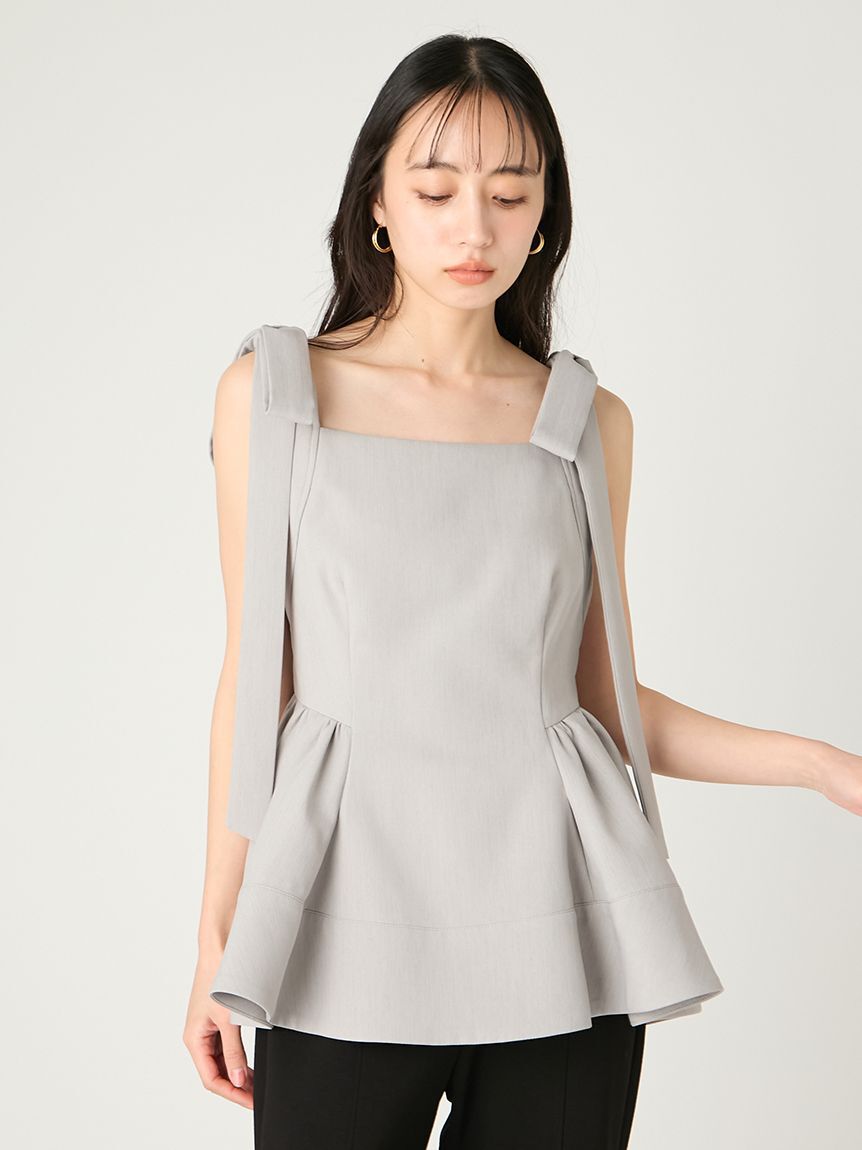 FRAY I.D「【WEB限定】リボンペプラムトップス／ウォッシャブル」|シャツ・ブラウス|