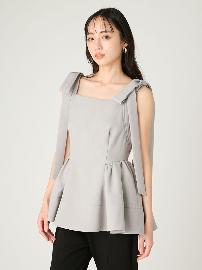 FRAY I.D「【WEB限定】リボンペプラムトップス／ウォッシャブル」|シャツ・ブラウス|