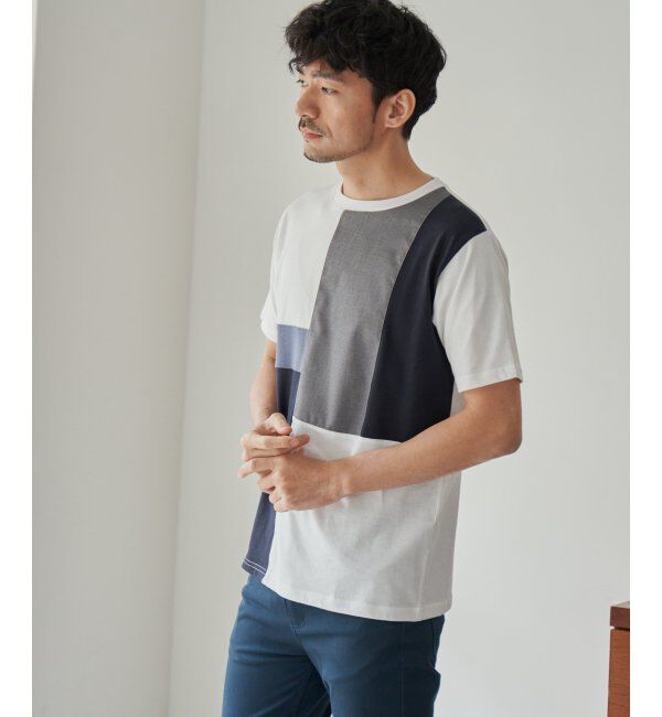 ikka「TRツイル切り替えTシャツ」|Tシャツ・カットソー|