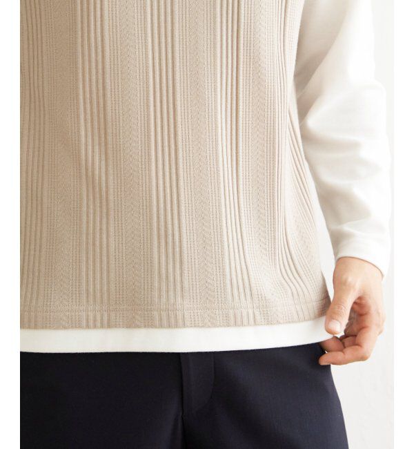 ikka「ヘリンボンジャカードフェイクベストロンT」|Tシャツ・カットソー|