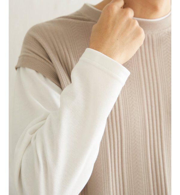 ikka「ヘリンボンジャカードフェイクベストロンT」|Tシャツ・カットソー|