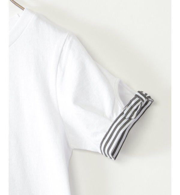 ikka kids「袖ストライプリボンT（120~160cm）」|Tシャツ・カットソー|
