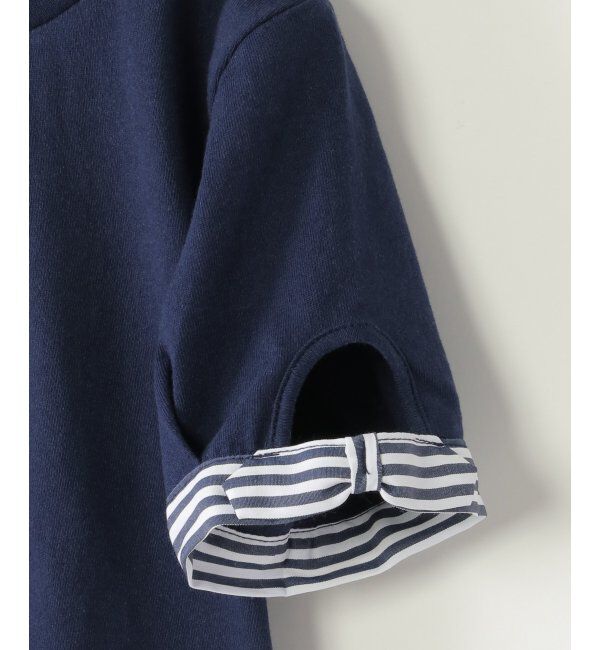 ikka kids「袖ストライプリボンT（120~160cm）」|Tシャツ・カットソー|