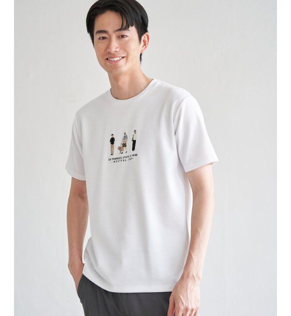 ikka「ポンチスリーメン刺繍Tシャツ」|Tシャツ・カットソー|ホワイト