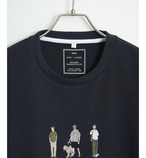 ikka「ポンチスリーメン刺繍Tシャツ」|Tシャツ・カットソー|