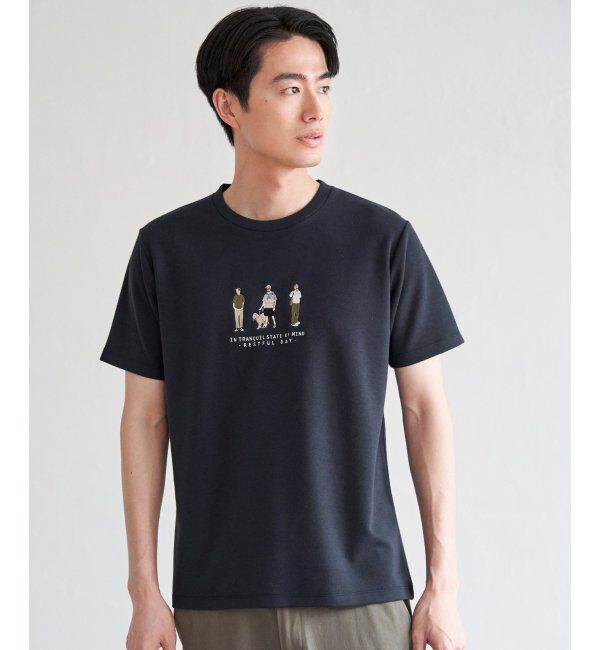 ikka「ポンチスリーメン刺繍Tシャツ」|Tシャツ・カットソー|