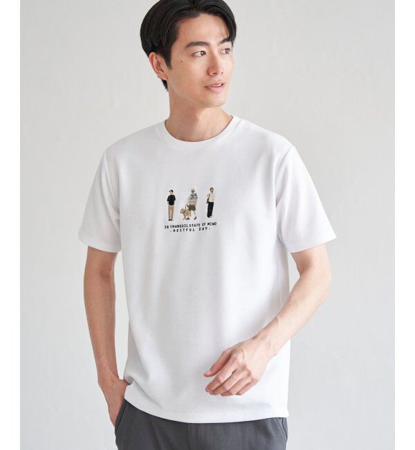 ikka「ポンチスリーメン刺繍Tシャツ」|Tシャツ・カットソー|