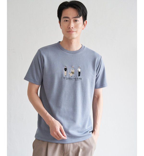 ikka「ポンチスリーメン刺繍Tシャツ」|Tシャツ・カットソー|