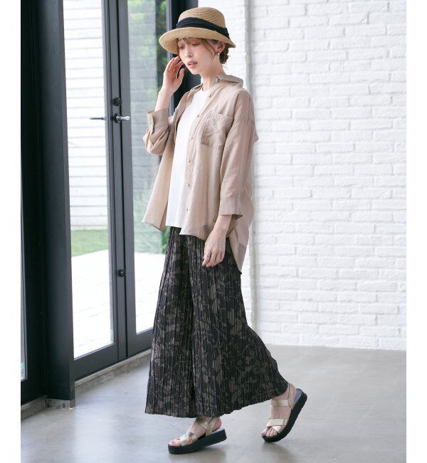 ikka「【2点セット】シア刺繍シャツタンクアンサンブル」|シャツ・ブラウス|