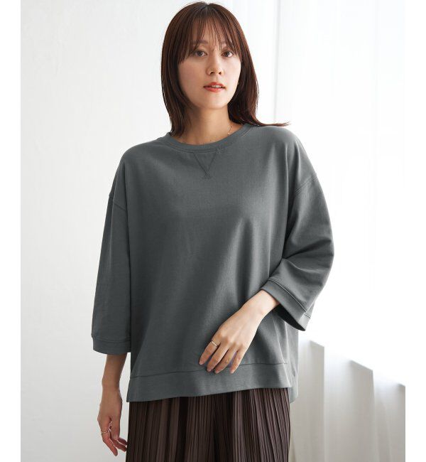 ikka「冷感ミニ裏毛スウェットT」|プルオーバー|