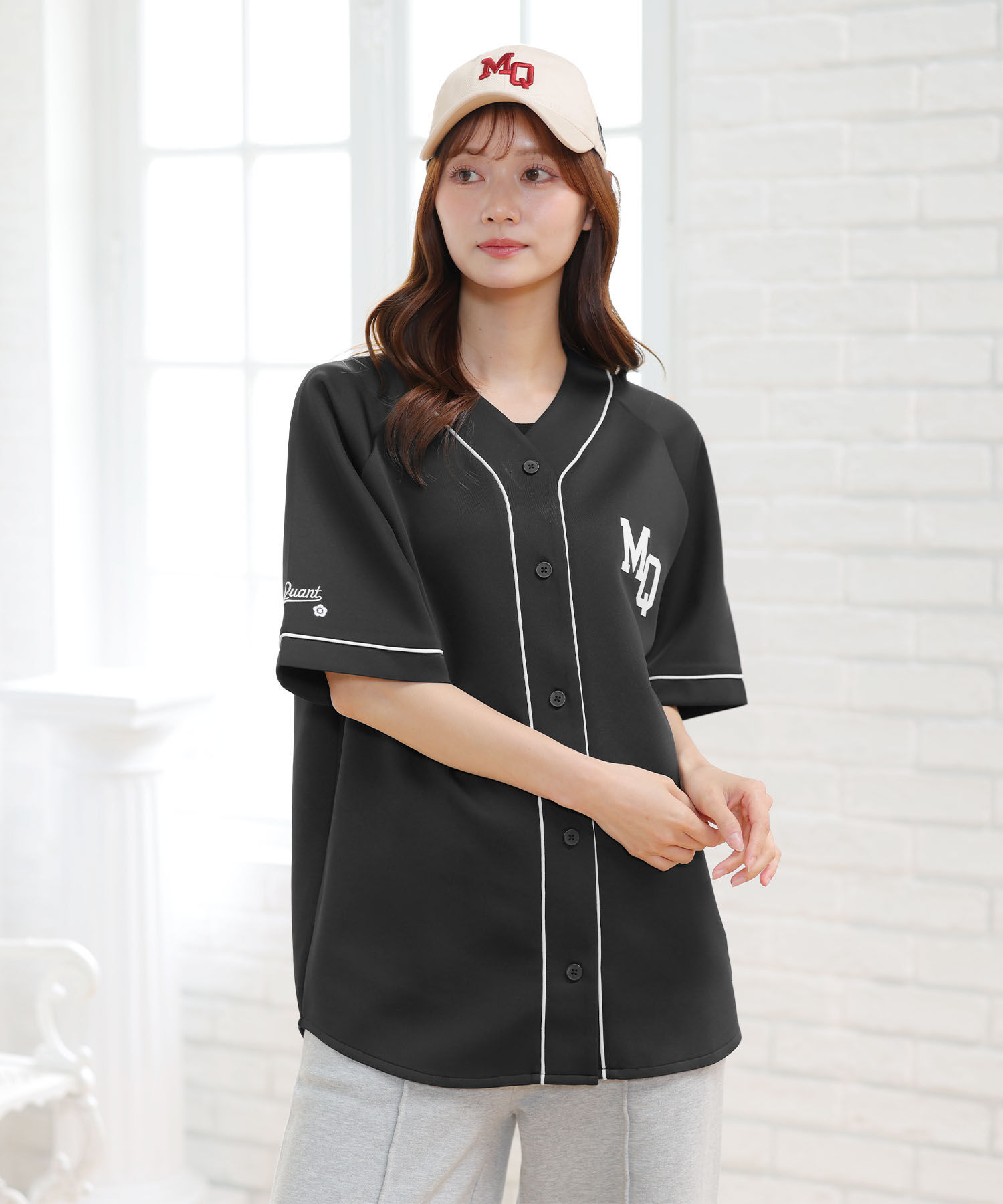 MARY QUANT「ベースボールデザイン シャツ」|Tシャツ・カットソー|ブラック