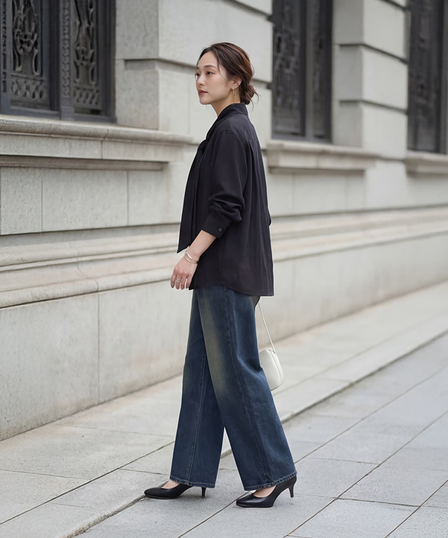 STYLE DELI「【LUXE】ニュアンス生地のタックボウタイブラウス」|シャツ・ブラウス|