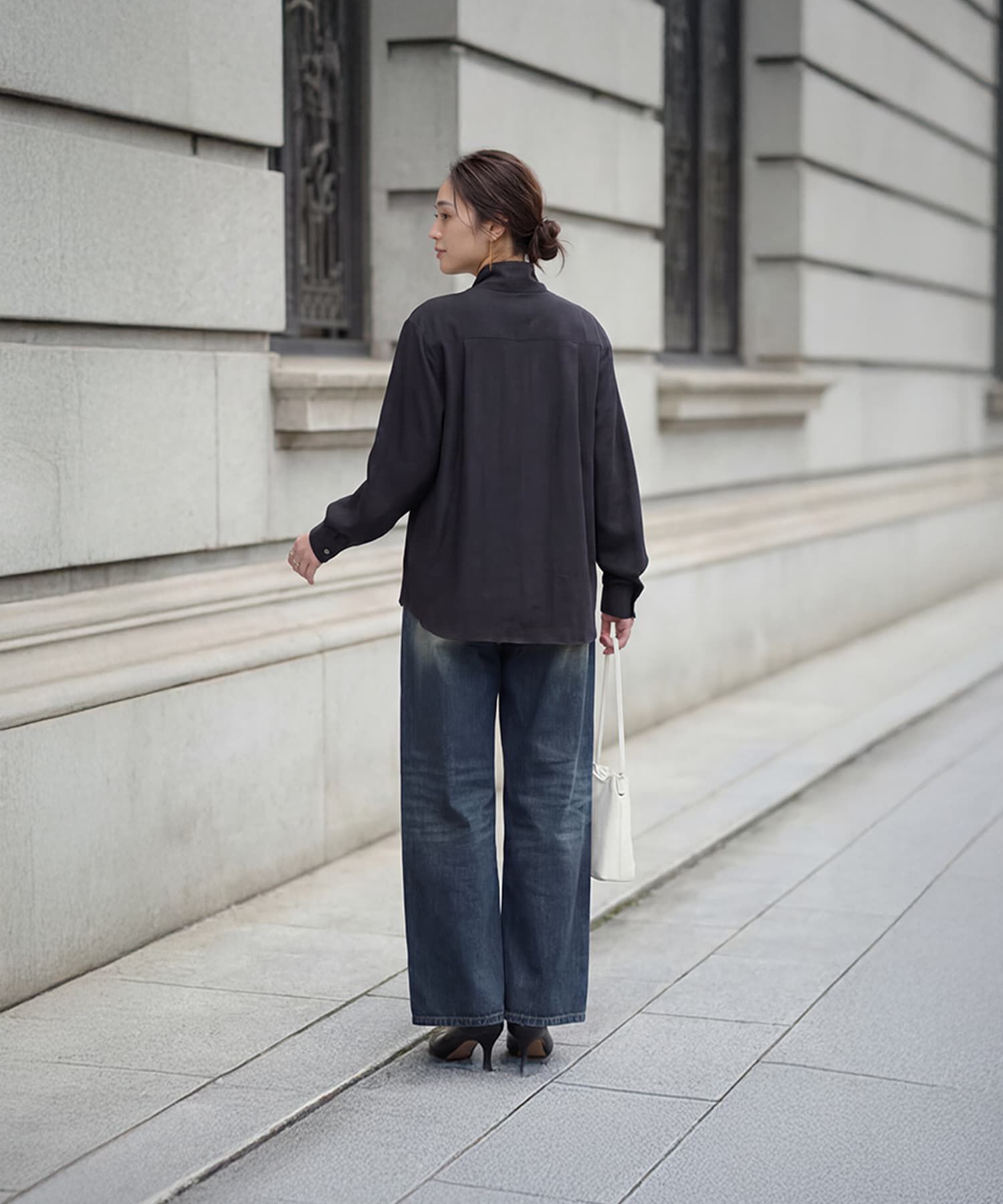 STYLE DELI「【LUXE】ニュアンス生地のタックボウタイブラウス」|シャツ・ブラウス|